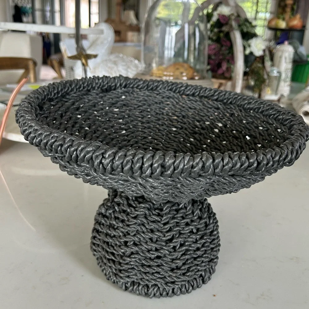 Pottery Barn Woven footed display bowl